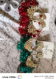 combo of 2 Stylish Beaded Hoop Earrings