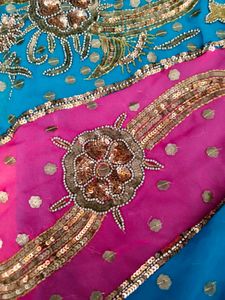 Heavy handwork lehanga saree wd blouse pc.