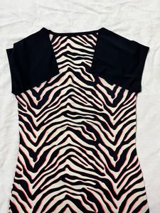 Zebra Print V-Neck Tee