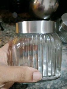 Set of 4 Ribbed Glass Storage Jars with Lids