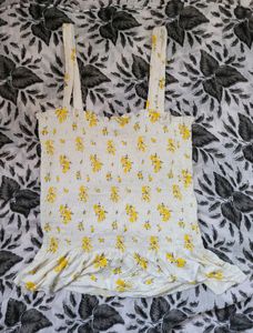 Cream Color Top With Yellow Floral Print