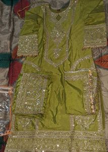 Olive Green Embellished Salwar Kameez