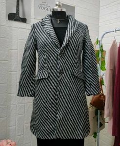 Classic Striped Woolen Coat