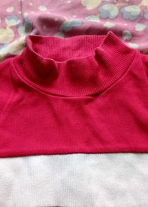 Greens &amp; Chillis Pink Turtleneck Crop Top