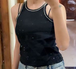 NBD Black Embellished Tank Top
