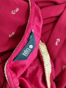 Indya Red Kurti With Attached Dupatta