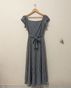 Gingham Midi Dress with Belt
