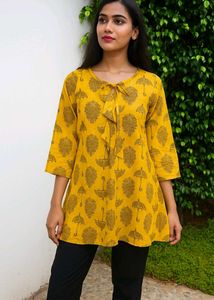 Yellow Printed Tunic Top