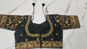 Embroidered Black Saree Blouse