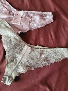 H&amp;M Satin Thong Set Of 2 With Bralette 32B
