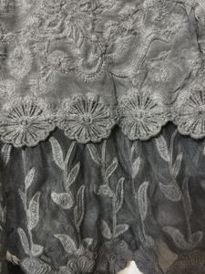 Gray Lace Peplum Top