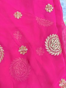 Pink Embroidered Saree