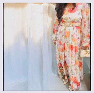 Floral Maxi Dress with Belt