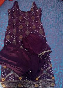 Its Dark Maroon Shade Stitchied Suit Pant Dupatta