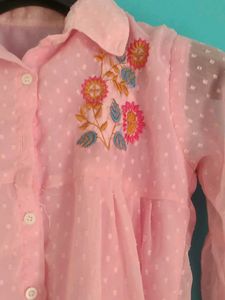 Pink Floral Embroidered Top