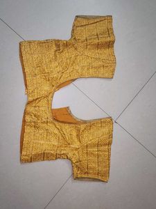 Mustard Yellow Blouse With Thread Zari