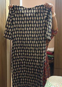 Printed Kurti with Embellished Neckline