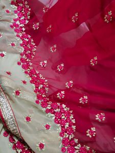 Magenta And Beige Saree Blouse Unstitched Attached