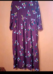 Maroon Geometric Print Dress