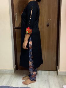 Black Colour Embroidered Kurta For Daily Wear