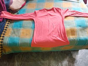Girls Full T-shirt in Coral Colour