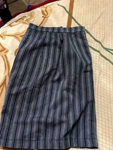Striped Midi Korean Office Look Skirt