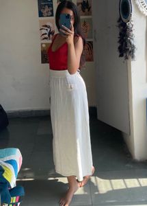 White Skirt With Golden Buttons