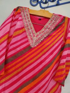 ORGANZA STITCHED KURTHI WITH DUPATTA BEAUTIFUL 😍