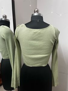 Green Ribbed Top