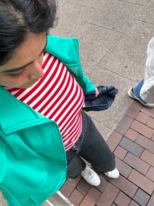 Striped Mock Neck Crop Top