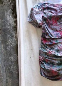 8/9 Abstract Puff Sleeve Dress