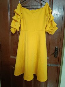 Off Shoulder Dress With Embellished Sleeves