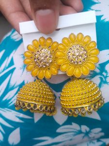 Beautiful Yellow Colour Jhumka