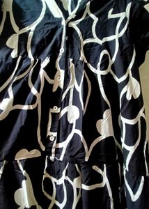 Flairy Black &amp; White A-line Dress With Pockets