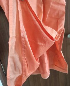 Peach/Coral  Embroidered Kurti With Duppata Suit