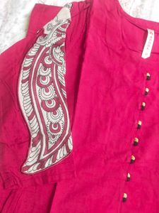 Anouk Women Red Solid Straight Kurta