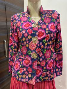 Floral  blazer Jacket with Lehenga