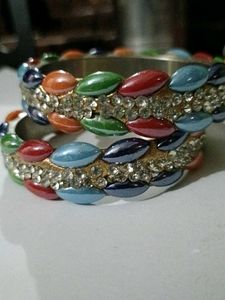 Colorful Rhinestone Bangle Set