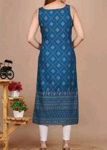 Straight Printed Blue Kurtaa