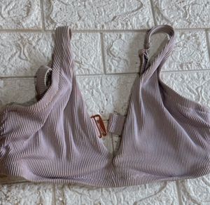 Ribbed Lavender Gold Bikini Top