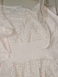 Max White Eyelet Ruffle Top