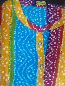 Blue banBlue Bandhani Kurta Leggins Dupatta set