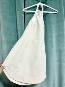 White Halter Skater Dress