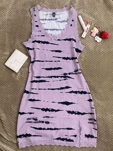Lavender Lace Trim Mini Dress
