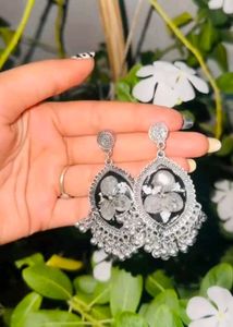 Silver Resin  Jhumka Earrings ✨️🖤
