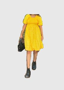Cute Yellow Babydoll Dress