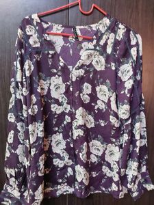 Purple ROSE Print Shirt