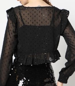 Swiss Dot Pettren Top🐈‍⬛🖤🖤