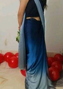 Perfect Blue Shade Blend Saree😍