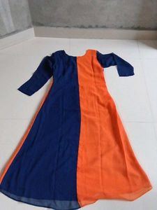 Elegant Blue &amp; Orange Kurta